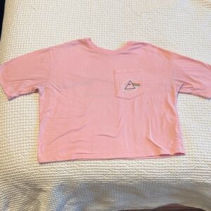 Pink Floyd pink cropped t shirt with pocket dark side of moon s small